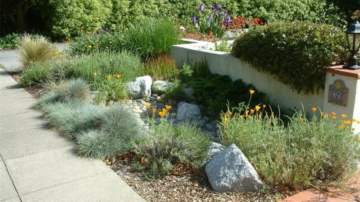 How much of the day does your garden get sun? Did you know that concrete and stone pavers add warmth to this site? Photo: Gardensoft