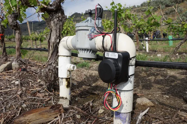 Hardware that pairs with a farmer-friendly software app to automate irrigation at scale