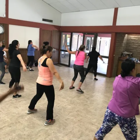 Exercise dance class participants in action!