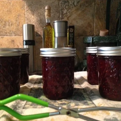 Finished plum sauce cooling on a towel