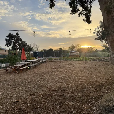 The sun sets at Sandalwood Farm and Sanctuary in Rialto