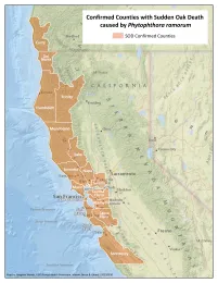 Map of Counties with Sudden Oak Death (USFS)