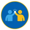 Icon with two cartoon people high-fiving