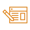 Orange icon of a webpage with a pencil in front-symbolizing making corrections to the website. 